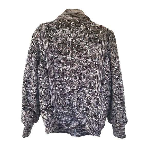 Vintage 80's Gallery Gray Fleck Sweater Coat M/L - Picture 2 of 10